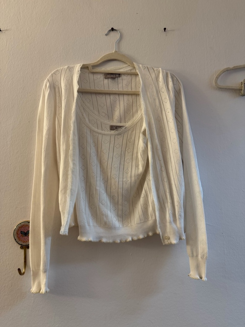 J. Crew Cream Eyelet Knit Tank Top